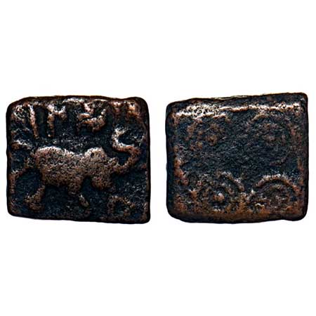 Satavahanas, Siri Satakarni (c. 100 BC), Vidarbha Region, Copper Unit, 1.51gm, 10.66x12.08