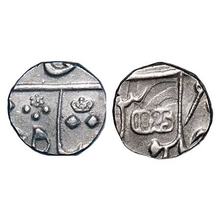 Bombay Presidency, Silver 1/4 Rupee, 2.92g, Surat Mint, INO Shah Alam II, RY (46), Crown o