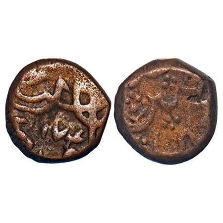 Madras Presidency, Copper 1/2 Dub, 6.849g, INO Shah Alam II, AH 1174/5 RY (retrograde RY).