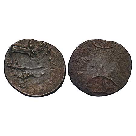 Post Satavahanas, Kadambas of Banvasi Region, Potin Unit, 1.24gm, 15.41x17.05mm, Obv: Bull