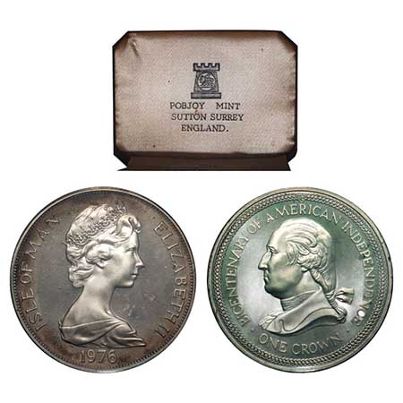 Isle Of Man, Silver Crown Proof, (0.9250 silver), 28.49g, 1976 AD, Ruler Elizabeth II, Bic