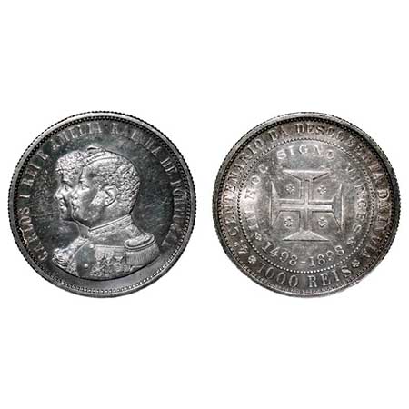 Portugal, Silver 1000 Reis (0.917% Silver), 24.79g, 1898, 400th Anniversary Discovery of I