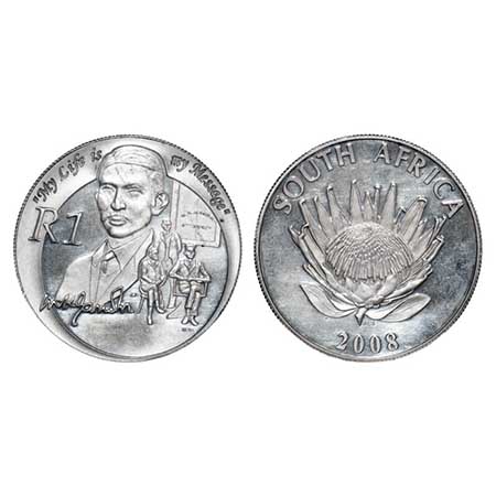 South Africa, Silver 1 Rand, (0.925 Silver), 15.03g, 2008, Commemorative issue, Nobel Priz