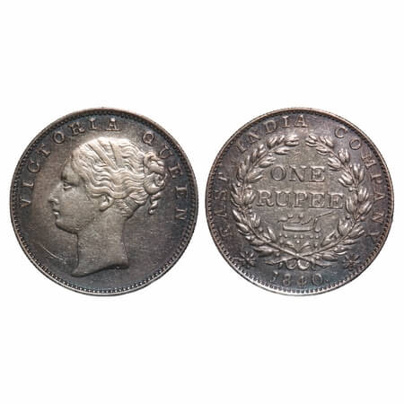 Victoria Queen, Silver, Rupee, 1840, CL, Madras Mint, A/IV, 'S' incused, English Head, Top