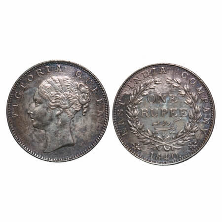 Victoria Queen, Silver, Rupee, 1840, CL, Madras Mint, A/IV, No 'S' only 'V', English Head,