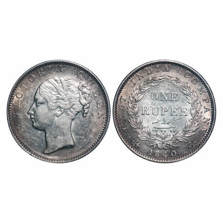Victoria Queen, Silver, Rupee, 1840, CL, Madras Mint, A/VII, 'S' incused, English Head, Wr