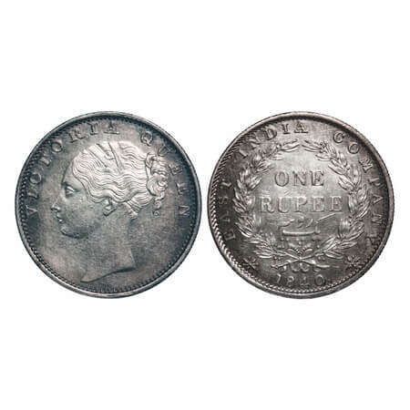Victoria Queen, Silver, Rupee, 1840, CL, Bombay Mint, C/VI, Indian Head, Wreath with 35 Be