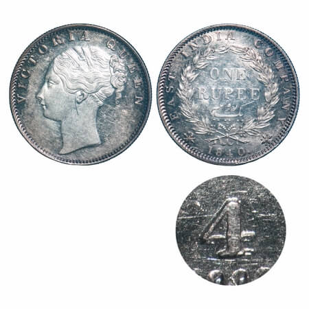 Victoria Queen, Silver, Rupee, 1840, CL, Bombay Mint, C/VI, English Head with completely m