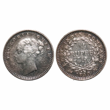 Victoria Queen, Silver, 1/4 Rupee, 1840, CL, Madras Mint, A(a)/I, Normal S, 'S' incused & 