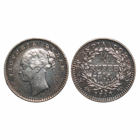 Victoria Queen, Silver, 1/4 Rupee, 1840, CL, Madras Mint, A(a)/I, Normal S, 'S' incused & 