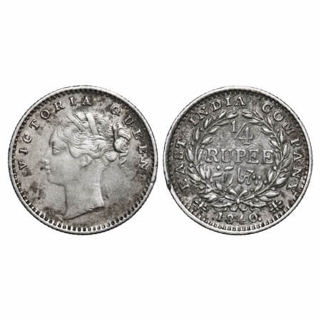 Victoria Queen, Silver, 1/4 Rupee, 1840, CL, Madras Mint, A(a)/I, Normal S, 'S' incused & 