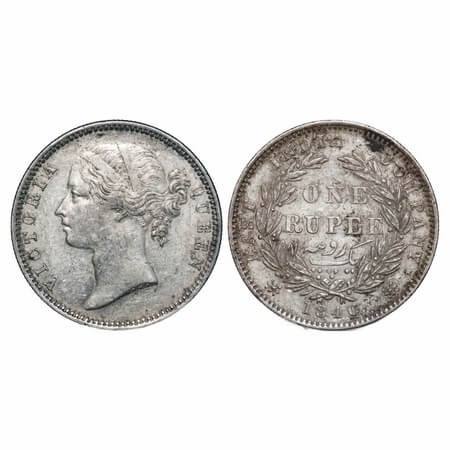 Victoria Queen, Silver, Rupee, 1840, DL, Madras Mint, W.W.B. raised, (dot after B, Large l