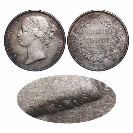 Victoria Queen, Silver, Rupee, 1840, DL, Madras Mint, W/W/ 'S' raised, (complete 'S') Wrea