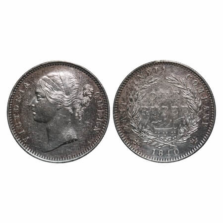 Victoria Queen, Silver, Rupee, 1840, DL, Madras Mint, W.W. 'S' raised, (complete 'S')Wreat
