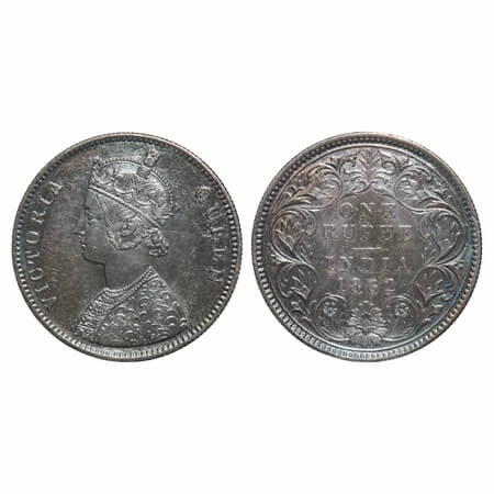 Victoria Queen, Silver, Rupee, 1862, Calcutta Mint, A/III, w/o initial 'J'. F. Prid 65. GK