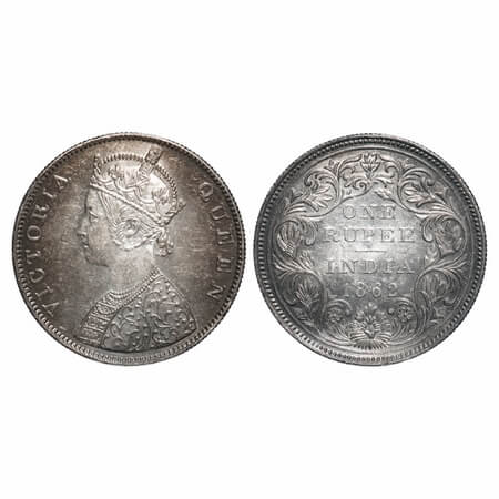 Victoria Queen, Silver, Rupee, 1862, Madras Mint, B/II, With enclosed frame effect & w/o R