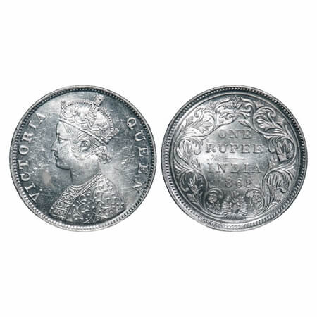 Victoria Queen, Silver, Rupee, 1862, Madras Mint, B/II, With enclosed frame effect & with 