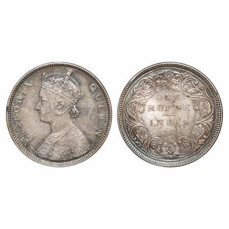 Victoria Queen, Silver, Rupee, 1862, Bombay Mint, B/II/2/0. F. Prid 71. GK 287. Almost Unc