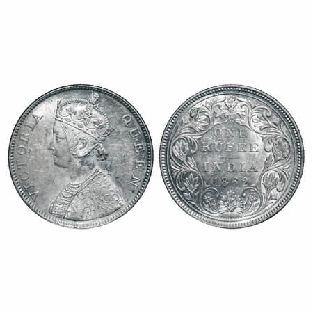 Victoria Queen, Silver, Rupee, 1862, Bombay Mint, B/II/2/0. F. Prid 71. GK 287. Uncirculat