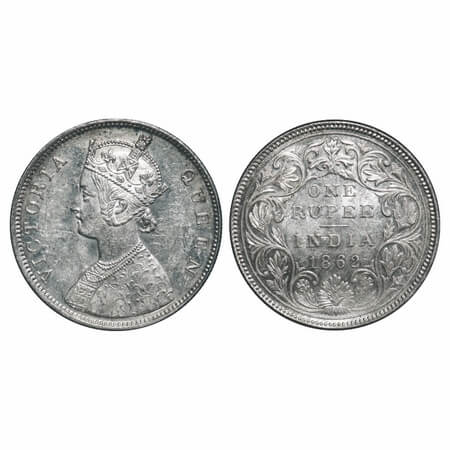 Victoria Queen, Silver, Rupee, 1862, Bombay Mint, B/II/2/0. F. Prid 71. GK 287. Uncirculat