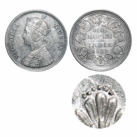 Victoria Queen, Silver, Rupee, 1862, Bombay Mint, A/II/0/7, w/o initial 'J', Die crack on