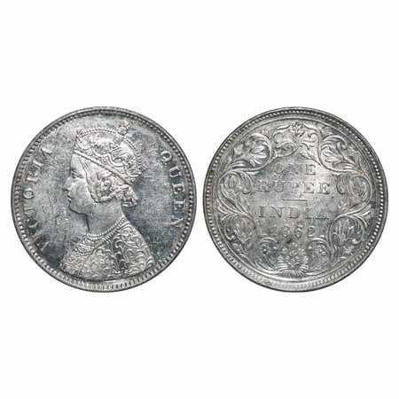 Victoria Queen, Silver, Rupee, 1862, Bombay Mint, A/II/0/7, w/o initial 'J'. F. Prid 87. G