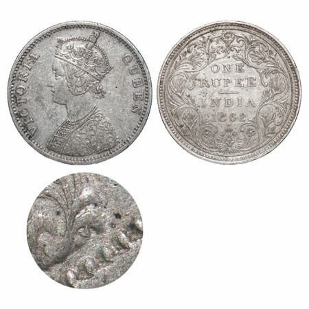 Victoria Queen, Silver, Rupee, 1862, Bombay Mint, A/II/1/2, With initial 'J', Mechanical d