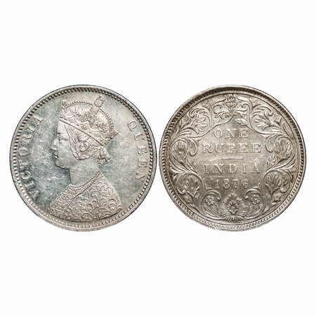 Victoria Queen, Silver, Rupee, 1876, Bombay Mint, A2/II, Dot. F. Prid 147. GK 430. Almost