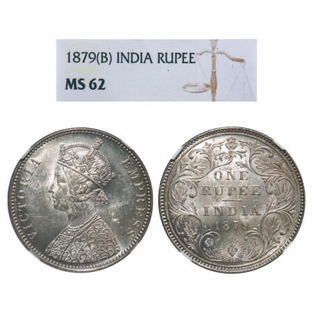 Victoria Empress, Silver, Rupee, 1879, Bombay Mint, A3/II(iii), Dot, Big dot above bottom 
