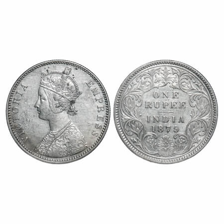 Victoria Empress, Silver, Rupee, 1879, A3/I, Dot. F. Prid 154. GK 460. Extremely Fine+. Sc