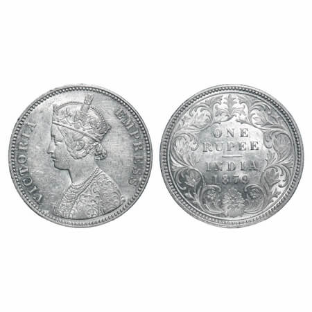 Victoria Empress, Silver, Rupee, 1879, Calcutta Mint, A1/I, 'C' incused. F. Prid 117. GK 4