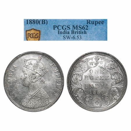 Victoria Empress, Silver, Rupee, 1880, Bombay Mint, A3/II(iv), Dot, With half bottom strok