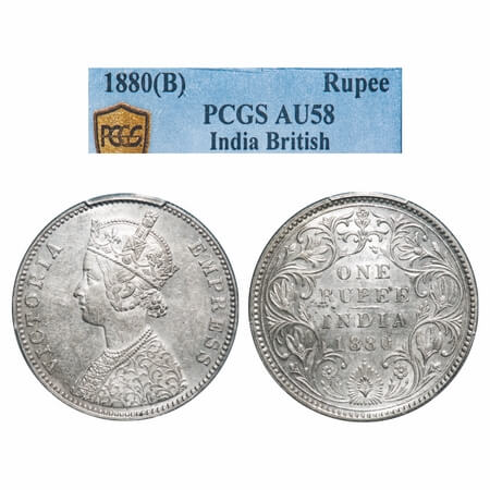 Victoria Empress, Silver, Rupee, 1880, Bombay Mint, A3/II(iv), Dot. F. Prid Unlisted. GK 4