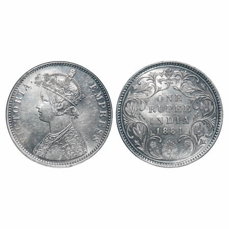Victoria Empress, Silver, Rupee, 1881, Bombay Mint, A3/II(iv), Dot, Some pitted marks on O