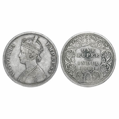 Victoria Empress, Silver, Rupee, 1881, Calcutta Mint, A1/I, 'C' incused. F. Prid 119. GK 4