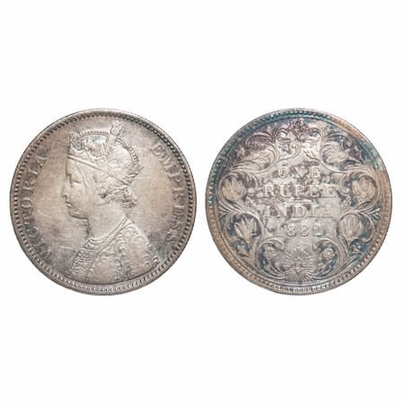 Victoria Empress, Silver, Rupee, 1882, Bombay Mint, A3/II(iv), Dot. F. Prid 159. GK 473. V