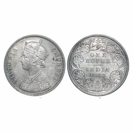 Victoria Empress, Silver, Rupee, 1883, Bombay Mint, A3/I, 'B' raised. F. Prid 164. GK 483.
