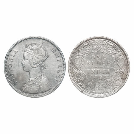 Victoria Empress, Silver, Rupee, 1883, Calcutta Mint, A1/I, 'C' incused. F. Prid 122. GK 4