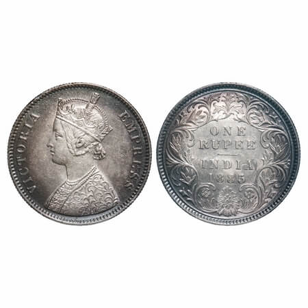 Victoria Empress, Silver, Rupee, 1883, Calcutta Mint, A1/I, 'C' incused, Ghost on Rev. F. 