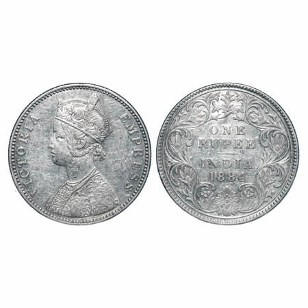 Victoria Empress, Silver, Rupee, 1884, Bombay Mint, A1(i)/I, 'B' raised. F. Prid Unlisted.