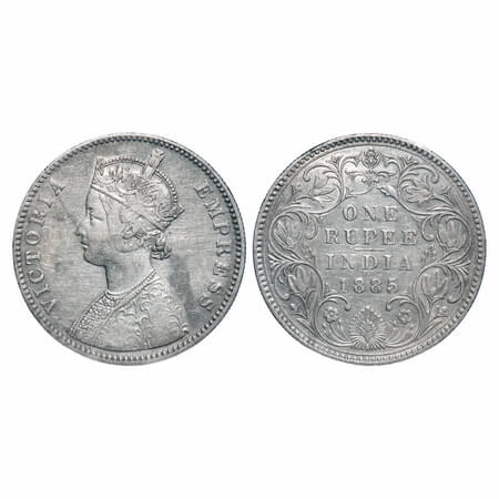 Victoria Empress, Silver, Rupee, 1885, Bombay Mint, A3/II(iv), 'B' incused. F. Prid Unlist