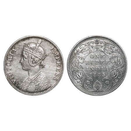 Victoria Empress, Silver, Rupee, 1885, Bombay Mint, A3/II(iv), 'B' incused. F. Prid unlist