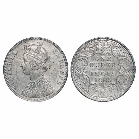 Victoria Empress, Silver, Rupee, 1885, Bombay Mint, A3/I, 'B' raised, Ghost on Rev. F. Pri