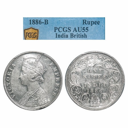 Victoria Empress, Silver, Rupee, 1886, Bombay Mint, C2/I, 'B' incused. F. Prid 171. GK 523