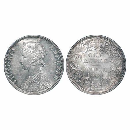 Victoria Empress, Silver, Rupee, 1889, Bombay Mint, C2/I, 'B' incused. F. Prid 177. GK 564
