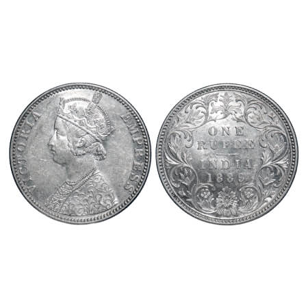 Victoria Empress, Silver, Rupee, 1889, Bombay Mint, C2/I, 'B' incused. F. Prid 177. GK 564