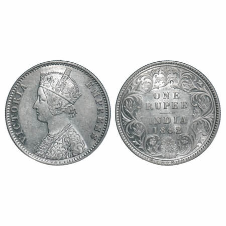 Victoria Empress, Silver, Rupee, 1892, Calcutta Mint, C3/I, 'C' incused. F. Prid. GK 576 1