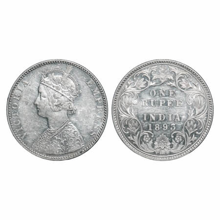Victoria Empress, Silver, Rupee, 1893, Bombay Mint, C2/I(ii), 'B' incused. F. Prid 182. GK