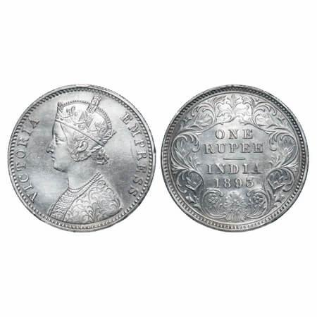 Victoria Empress, Silver, Rupee, 1893, Calcutta Mint, C3/I(i), 'C' incused. F. Prid 134. G