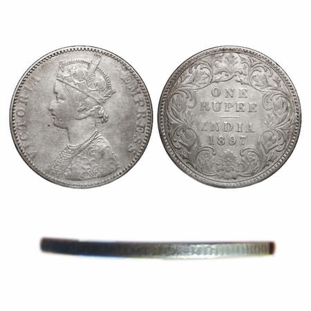 Victoria Empress, Silver, Rupee, 1897, Bombay Mint, C2/I(ii), 'B' incused, The serations o